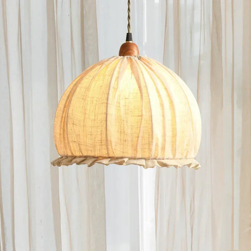 lustre en forme de bourgeon romantique en coton et lin - vue 2 sur 8