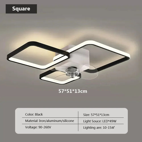 plafonnier led avec ventilateur et télécommande design moderne - vue 11 sur 10