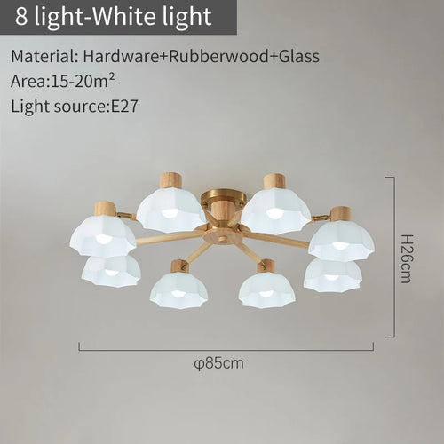 Plafonniers nordiques en bois de caoutchouc avec lampadaires en verre pour salon moderne blanc chaud lumière froide Lustres chambre lampara