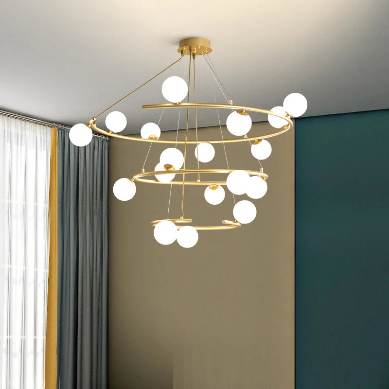 lustre créatif en fer et verre pour décoration élégante - vue 5 sur 16