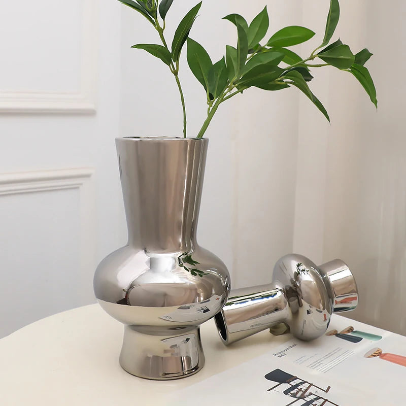 vase en argent galvanisé style européen nordique médiéval pour fleurs - vue 5 sur 10