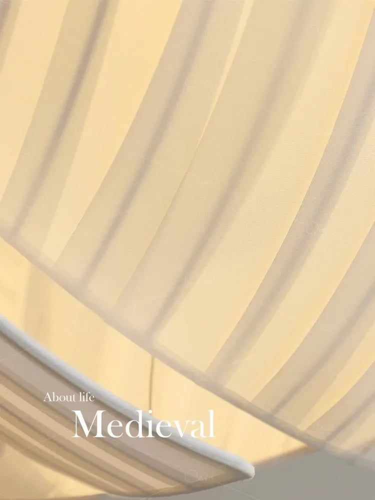 lustre led design moderne wabi sabi tissu éclairage décoratif - vue 5 sur 12