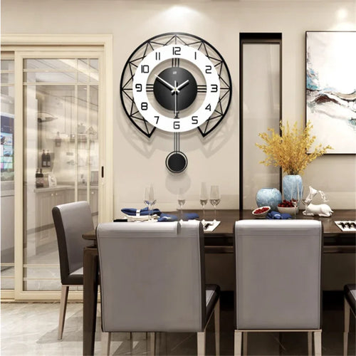 horloge murale pivotante créative design silencieuse pour décoration intérieure - vue 3 sur 7