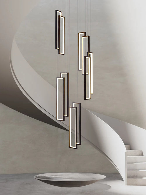 lustre nordique en aluminium intérieur dimmable led long - vue 2 sur 10