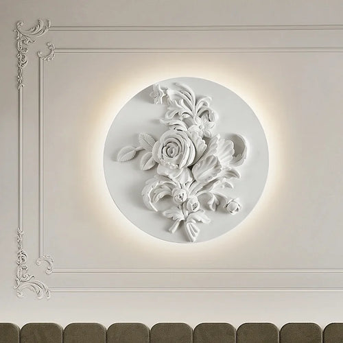 applique murale circulaire rétro abat-jour en verre blanc - vue 5 sur 12