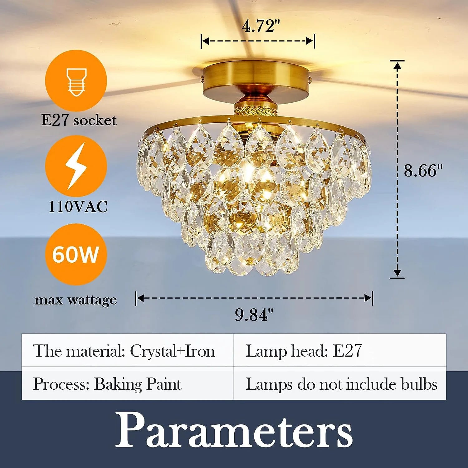 plafonnier moderne en cristal pour intérieur élégant et raffiné - vue 8 sur 9