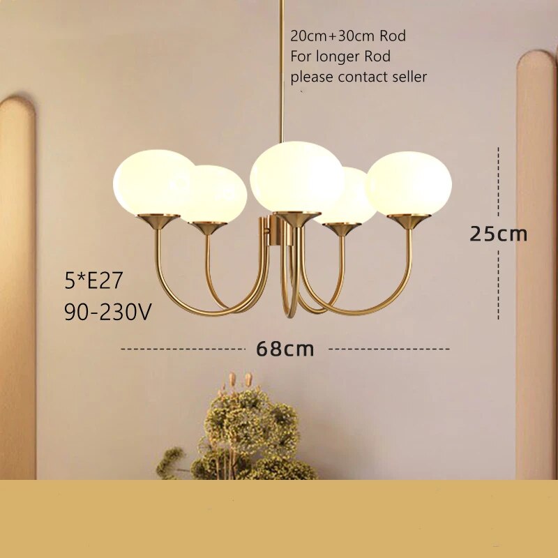 Lustre suspendu vintage en verre blanc - vue 10 sur 10