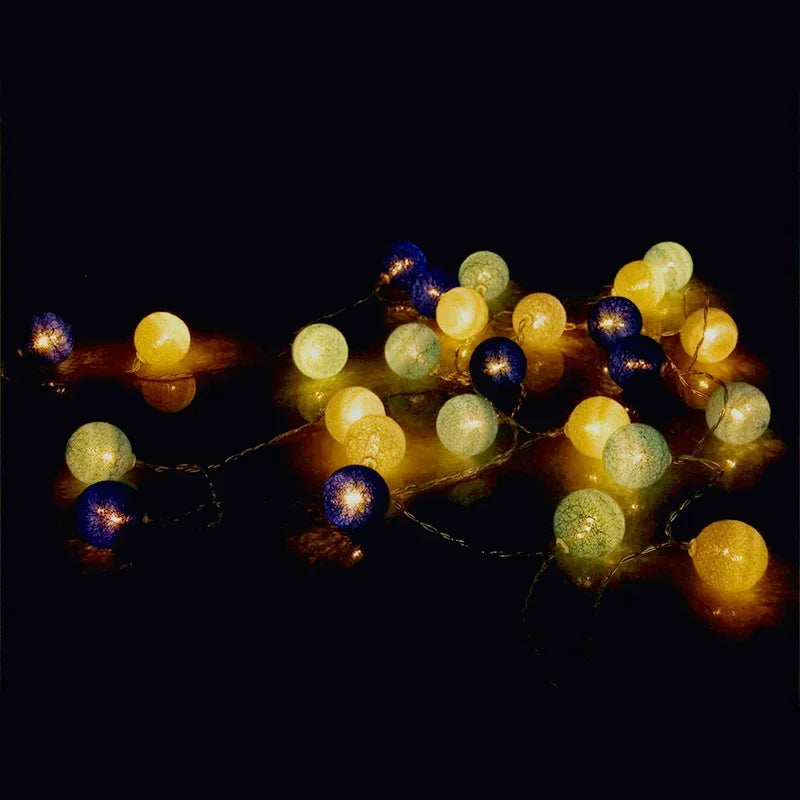 guirlande lumineuse led en boules de coton pour décorations festives - vue 6 sur 16