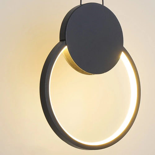 suspension moderne en acrylique lune éclipse avec lumière led - vue 7 sur 12