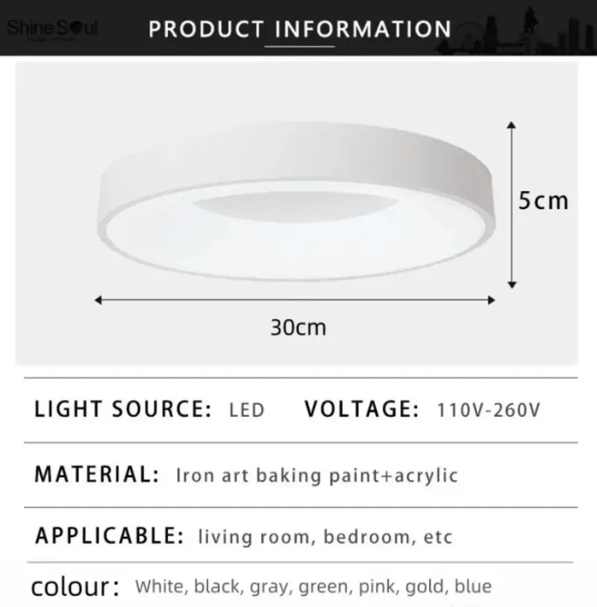 plafonnier led macaron moderne circulaire grain de bois réglable - vue 6 sur 14