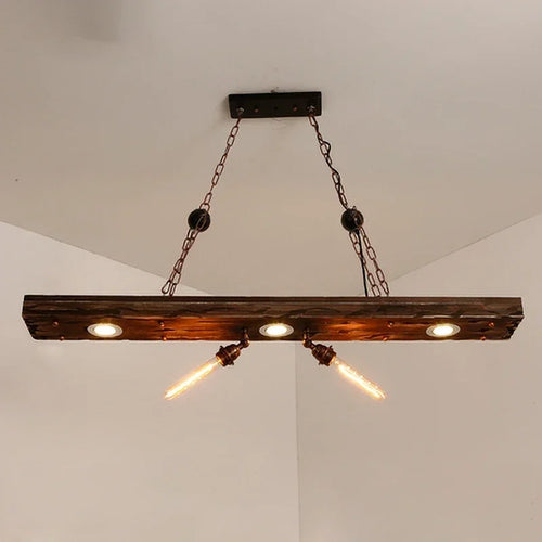 Industrial style Bar pendant light LOFT Retro Solid Wood Pendant Lamps Personality E27 Edison Bulb  Suspension  home decoration - vue 3 sur 7