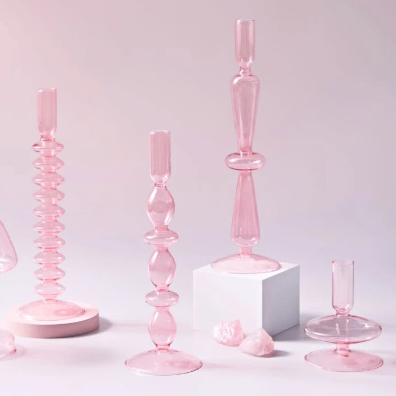 bougeoir en verre conique pour table de mariage et décoration nordique - vue 3 sur 28