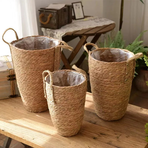 grand panier en osier pour jardin rangement et décoration - vue 2 sur 9