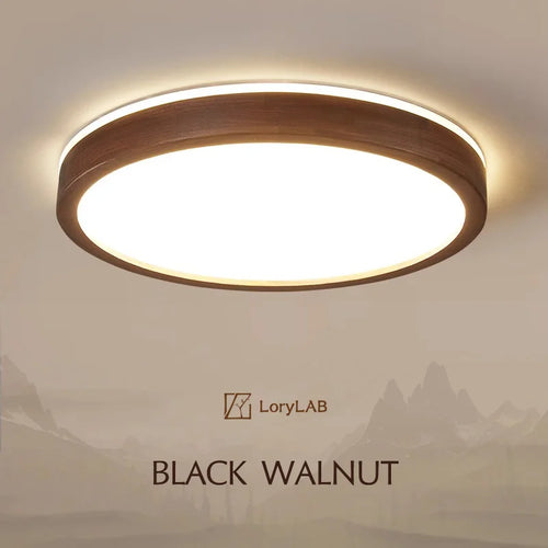 Walnut Wood Ceiling light, Wabi-sabi Simple Modern Vintage style, Bedroom lighting for Bathroom, Bedroom, dining room, Study - vue 2 sur 16