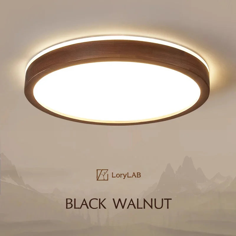 Walnut Wood Ceiling light, Wabi-sabi Simple Modern Vintage style, Bedroom lighting for Bathroom, Bedroom, dining room, Study - vue 1 sur 16