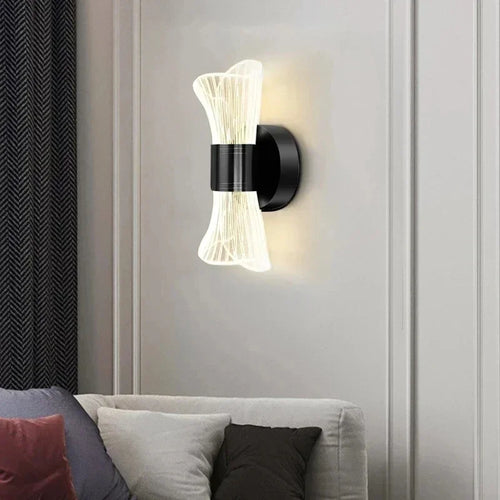 Moderne luxe créatif acrylique applique murale LED lumière or noir applique pour allée applique chambre chevet couloir décor à la maison - vue 2 sur 11