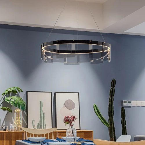lustre design led en verre stratos pour intérieur - vue 3 sur 7