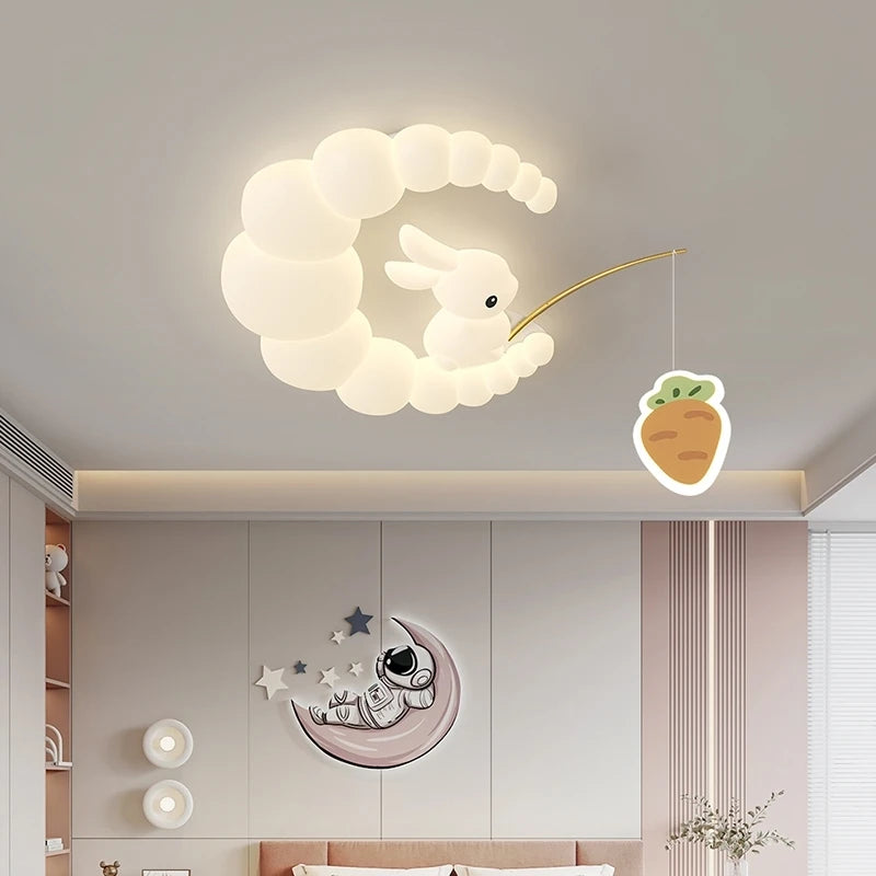 Creative Children's Room Ceiling Lamps Carrot Cloud Rabbit Ceiling Light Nursery Room School Baby Girl Bedroom Chandelier AC220V - vue 1 sur 15