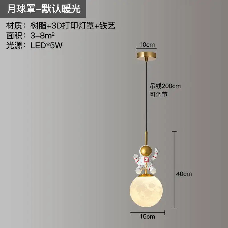 suspension astronautes design nordique luminaire décoratif intérieur - vue 5 sur 9