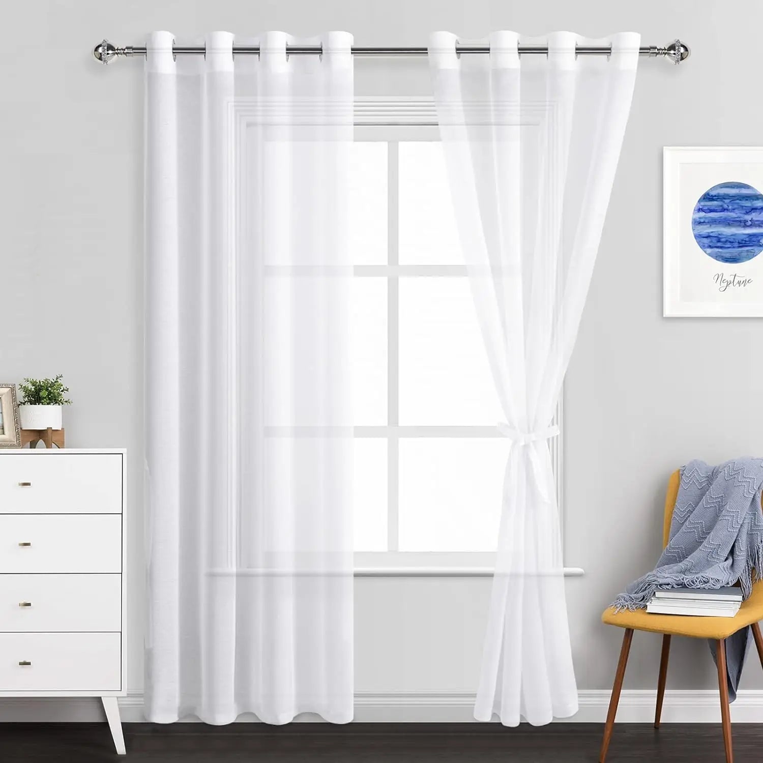 Voilage tulle transparent style moderne pour salon chambre - vue 1 sur 7