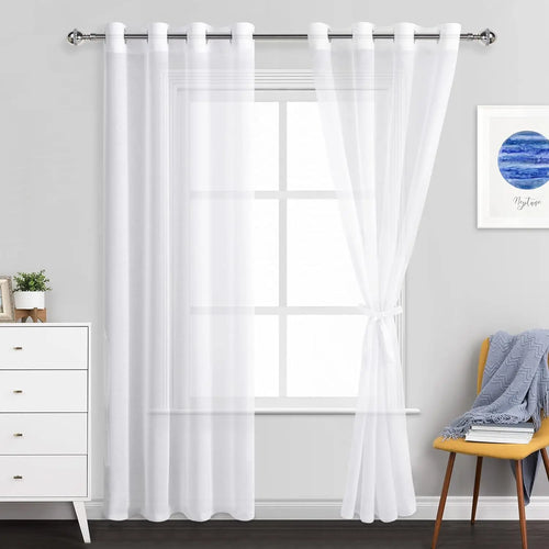Voilage tulle transparent style moderne pour salon chambre - vue 2 sur 7