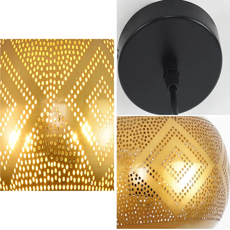 lustre led sandyha style asie du sud-est décoration intérieure dorée - vue 7 sur 7