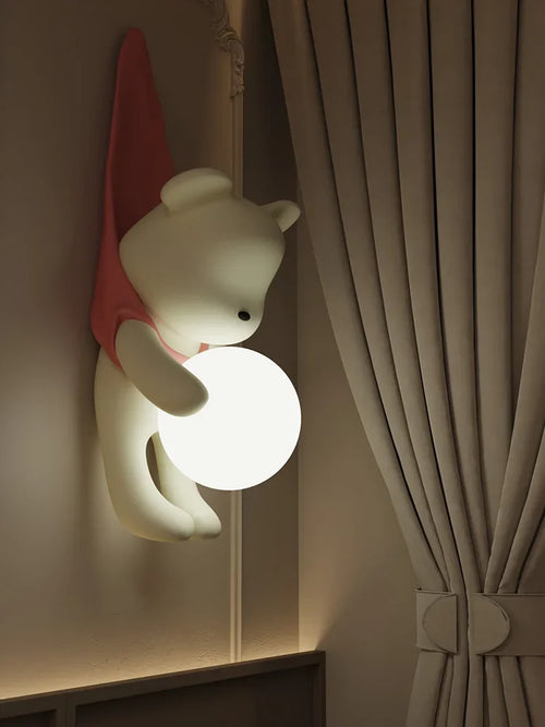 applique murale Style crème résine ours nordique LED salon chambre enfants chambre moderne créatif décor à la maison - vue 3 sur 8