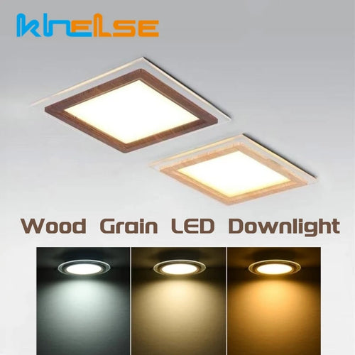 Plafonnier LED encastré Ultra-mince en Grain de bois - vue 2 sur 10