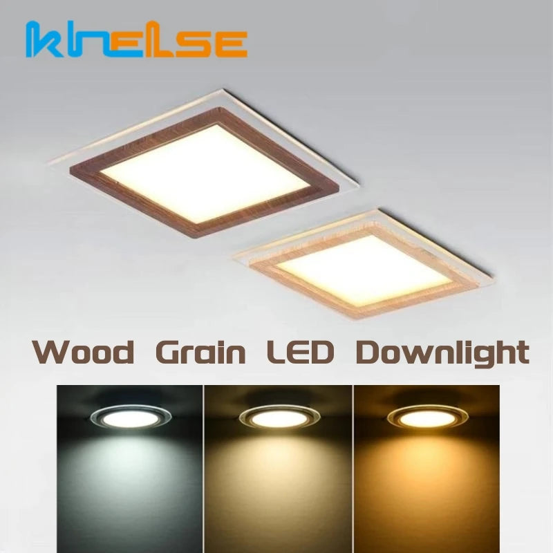 Plafonnier LED encastré Ultra-mince en Grain de bois