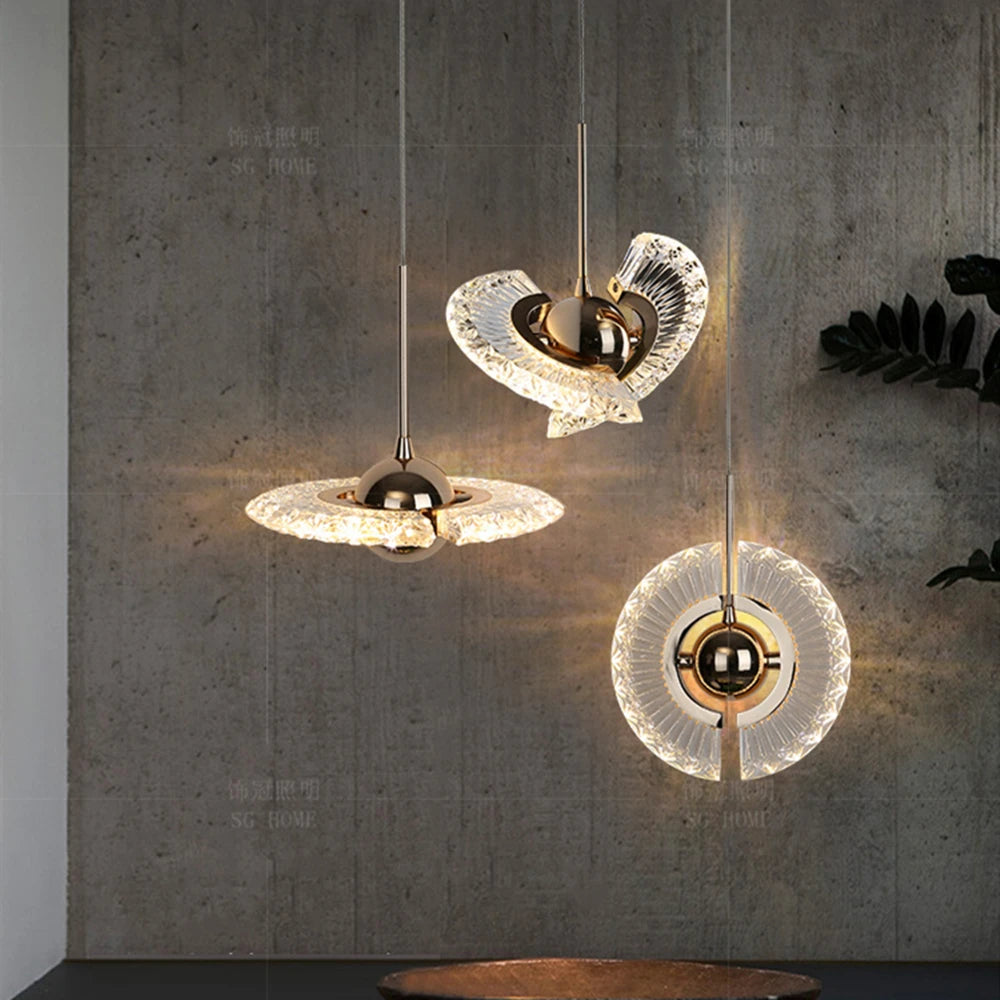 Plafond LED en cristal nordique lustre salon chambre chevet suspension lumières décor à la maison éclairage lampe suspendue pour plafond - vue 5 sur 16