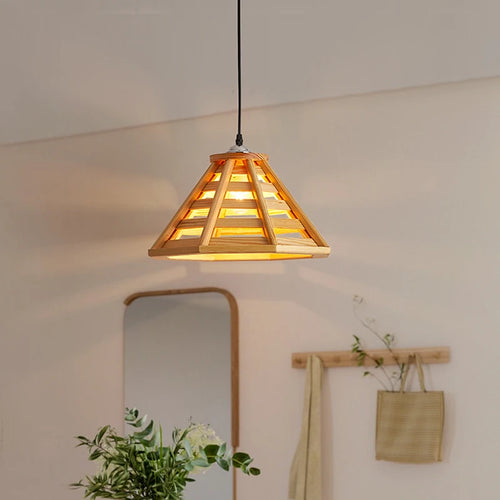 suspension en bois moderne avec éclairage led pour intérieur - vue 3 sur 7