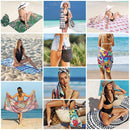 serviette de plage séchage rapide compacte jacquard rayé