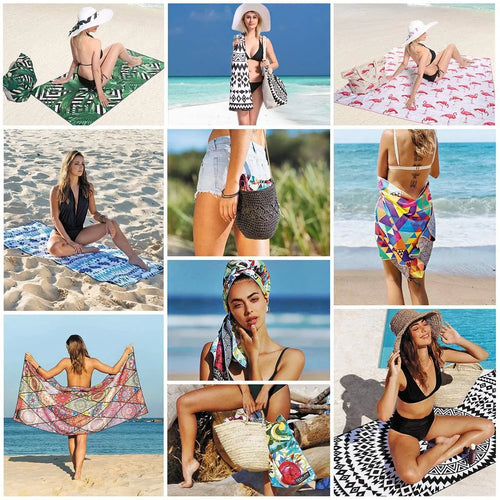 serviette de plage séchage rapide compacte jacquard rayé - vue 6 sur 7