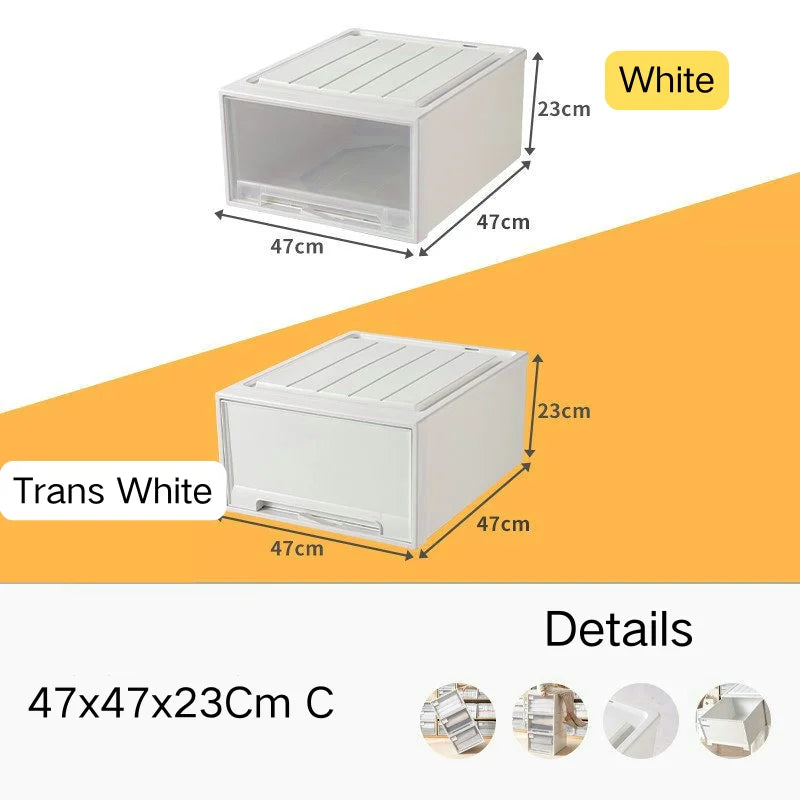 tiroirs empilables en plastique transparent pour rangement pratique - vue 16 sur 48