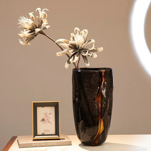 vase en verre craquelé pour arrangement floral décoratif - vue 5 sur 9