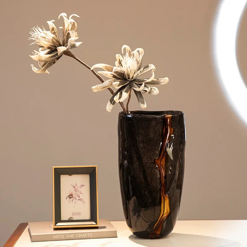 vase en verre craquelé pour arrangement floral décoratif - vue 4 sur 9