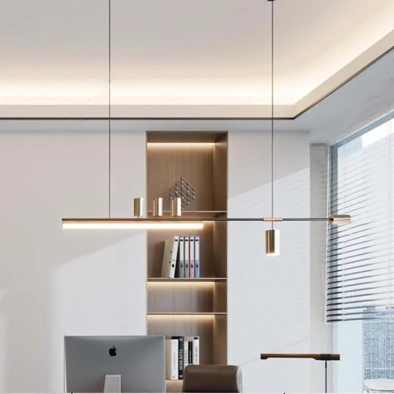 suspension led style nordique longue pour table cuisine bar - vue 6 sur 8
