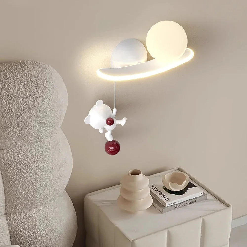 applique murale ours et lune en métal pour décoration intérieure - vue 3 sur 9