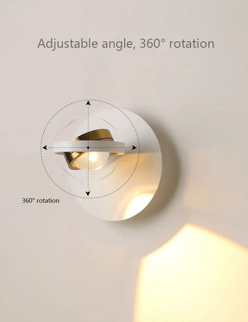 applique murale scandinave minimaliste rotative avec lumières led - vue 3 sur 10