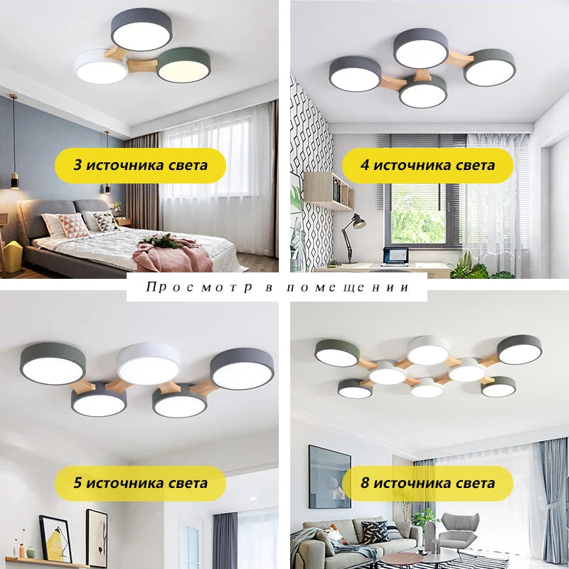 plafonnier moderne en bois avec éclairage led intérieur - vue 4 sur 36