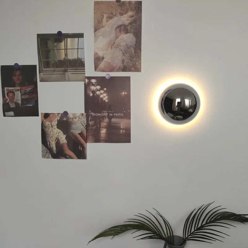 Applique murale led nordique ronde en métal pour décoration intérieure - vue 3 sur 12