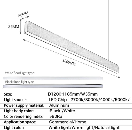 suspension led moderne pour bureau et salle à manger - vue 4 sur 8