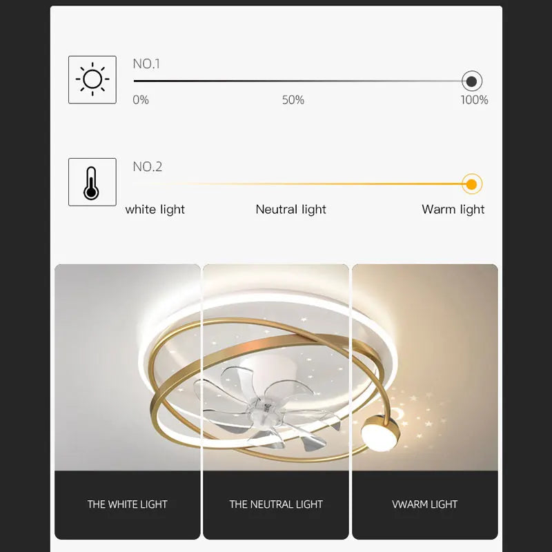 lustre moderne avec lumières et ventilateur intelligent pour intérieur - vue 4 sur 10
