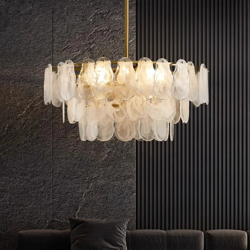 suspension en verre gourde motifs nuages style franco-américain - vue 4 sur 9