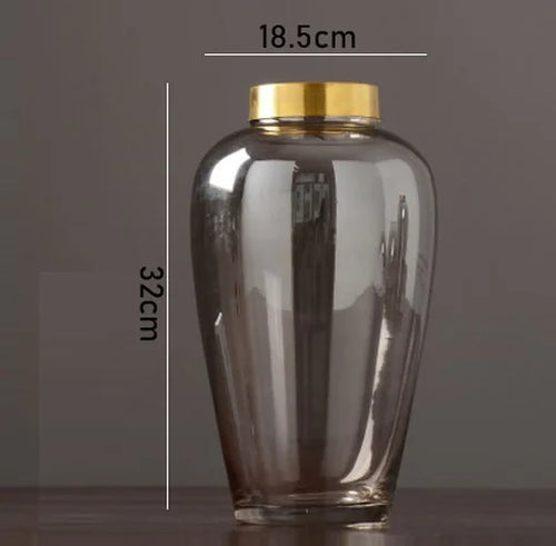 vase en verre moderne avec base métallique pour décoration florale - vue 10 sur 9
