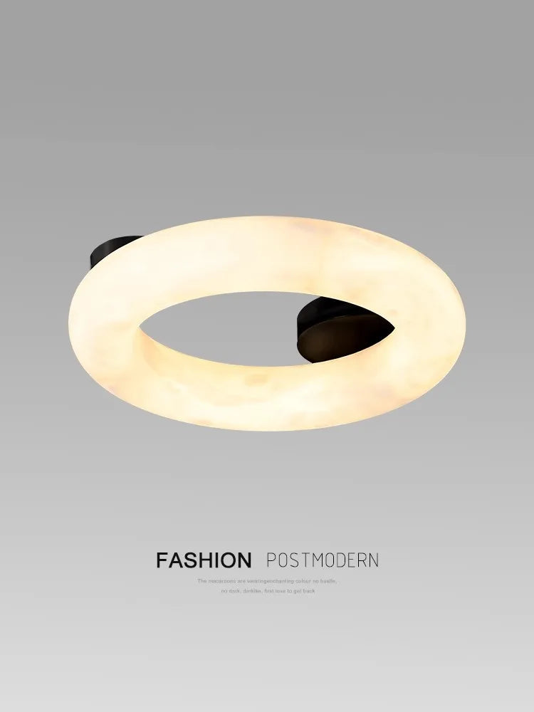 lustre moderne en marbre naturel avec petites lampes encastrées - vue 5 sur 9