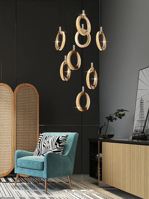 lustre de luxe moderne rotatif pour duplex nordique - vue 3 sur 20
