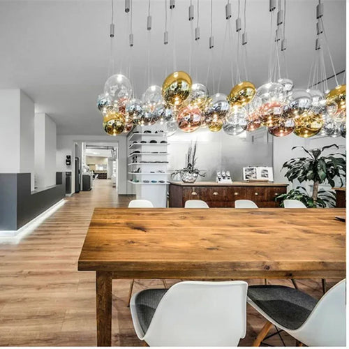 lustre nordique en verre avec suspension led pour décoration intérieure - vue 6 sur 12