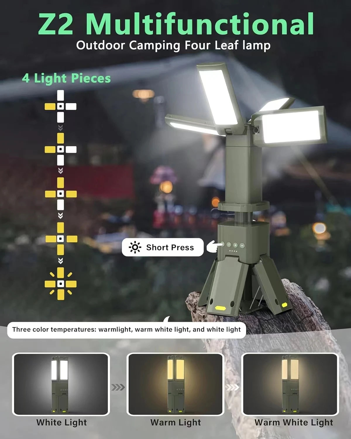 lampe de tente super lumineuse rechargeable pour camping et randonnée - vue 5 sur 8