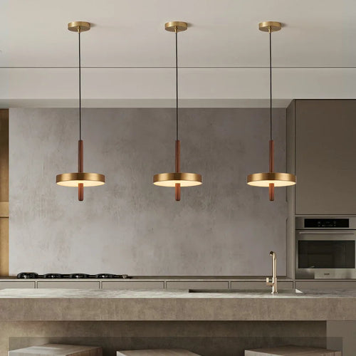 lustre nordique en bois et métal doré réglable pour intérieur - vue 3 sur 7